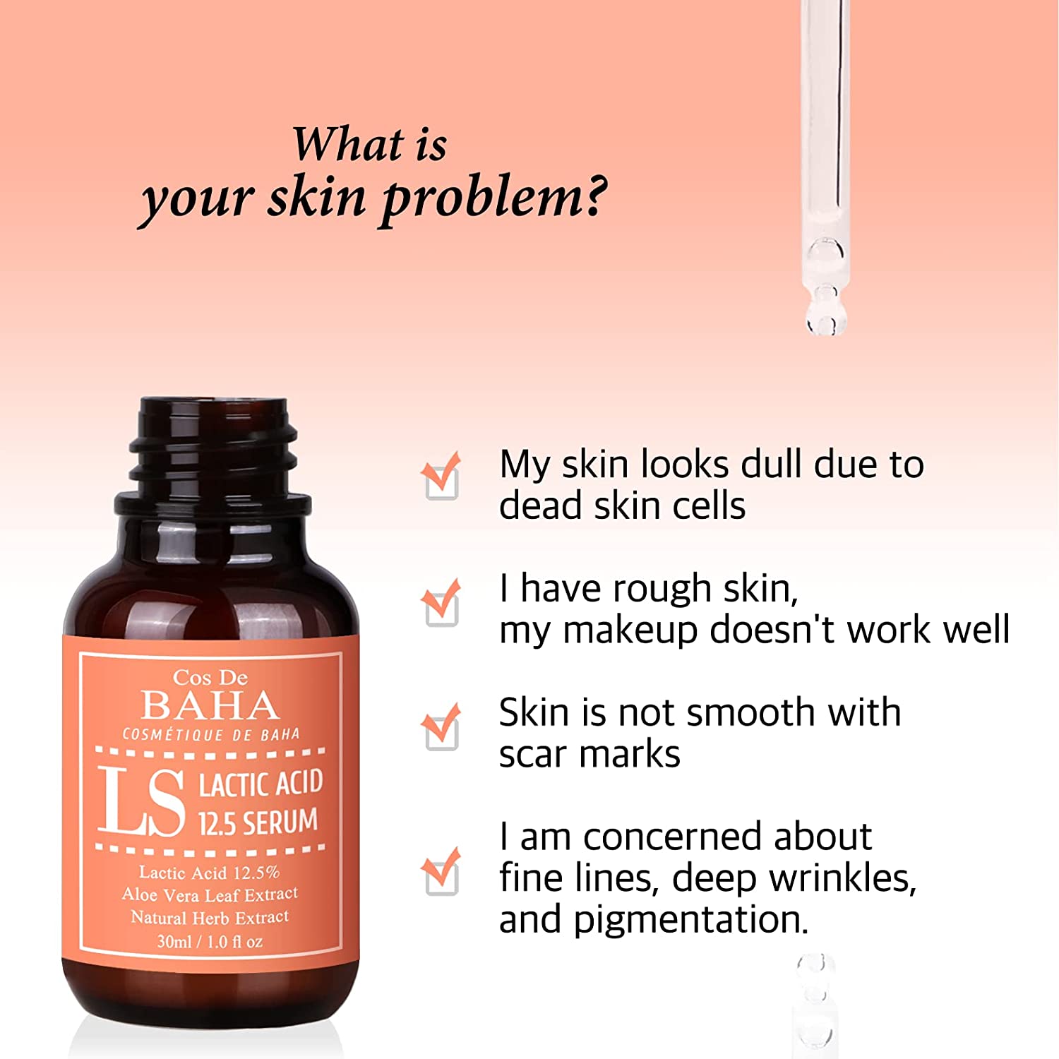 LS Lactic Acid Face Peel Serum with HA 30ml Cosdebaha